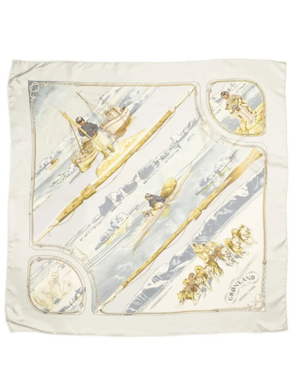 Hermes Scarf Light Green Goldtwill Silk